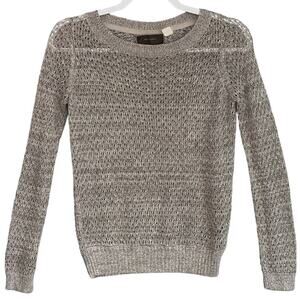 Guinevere Sz XS Anthropologie Hemp Blend Open Knit‎ Pullover Sweater Metallic